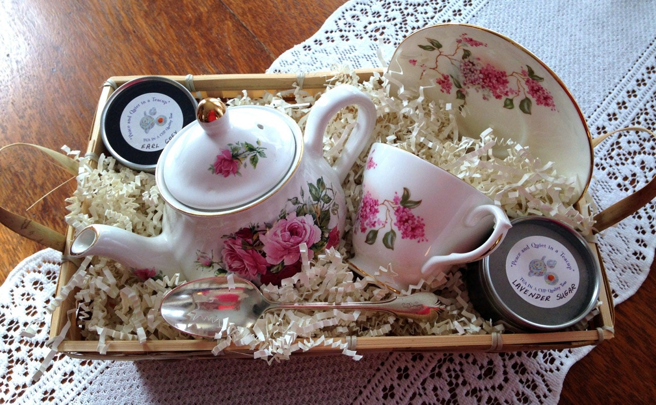Vintage Tea Gift Basket for Birthday Friendship by TeaInACup