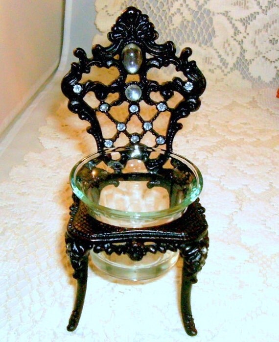 Items similar to Victorian Chair Candle Holder, Black Wrought Iron