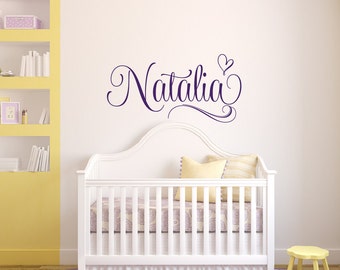 Nursery Wall Decal - Monogram Wall Decal - Baby Girl Nursery Wall Decal - Girls Name Wall Decal - Heart Wall Decal