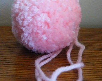 2 inch Yarn Pom Pom Ball Cat Toy Handmade Pastel Pink With or Without Organic Catnip and Yarn Ties