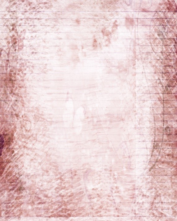 Printable Journal Page Rose Pink Lined Stationery 8 x 10 JPG