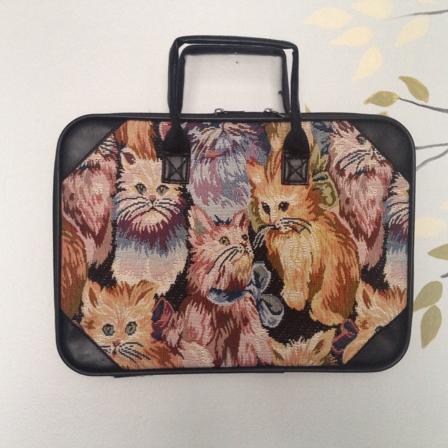 Cat Tapestry Laptop Computer Bag Kitty Tapestry Briefcase