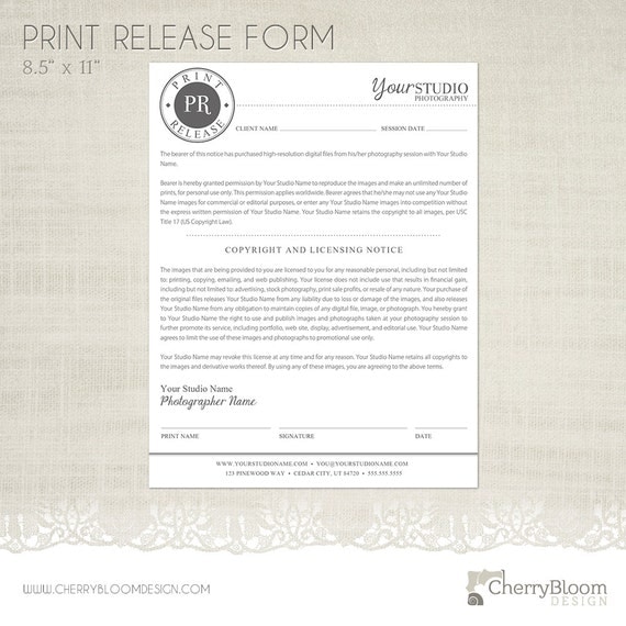 Print Release Form Template For Graphers Grapher