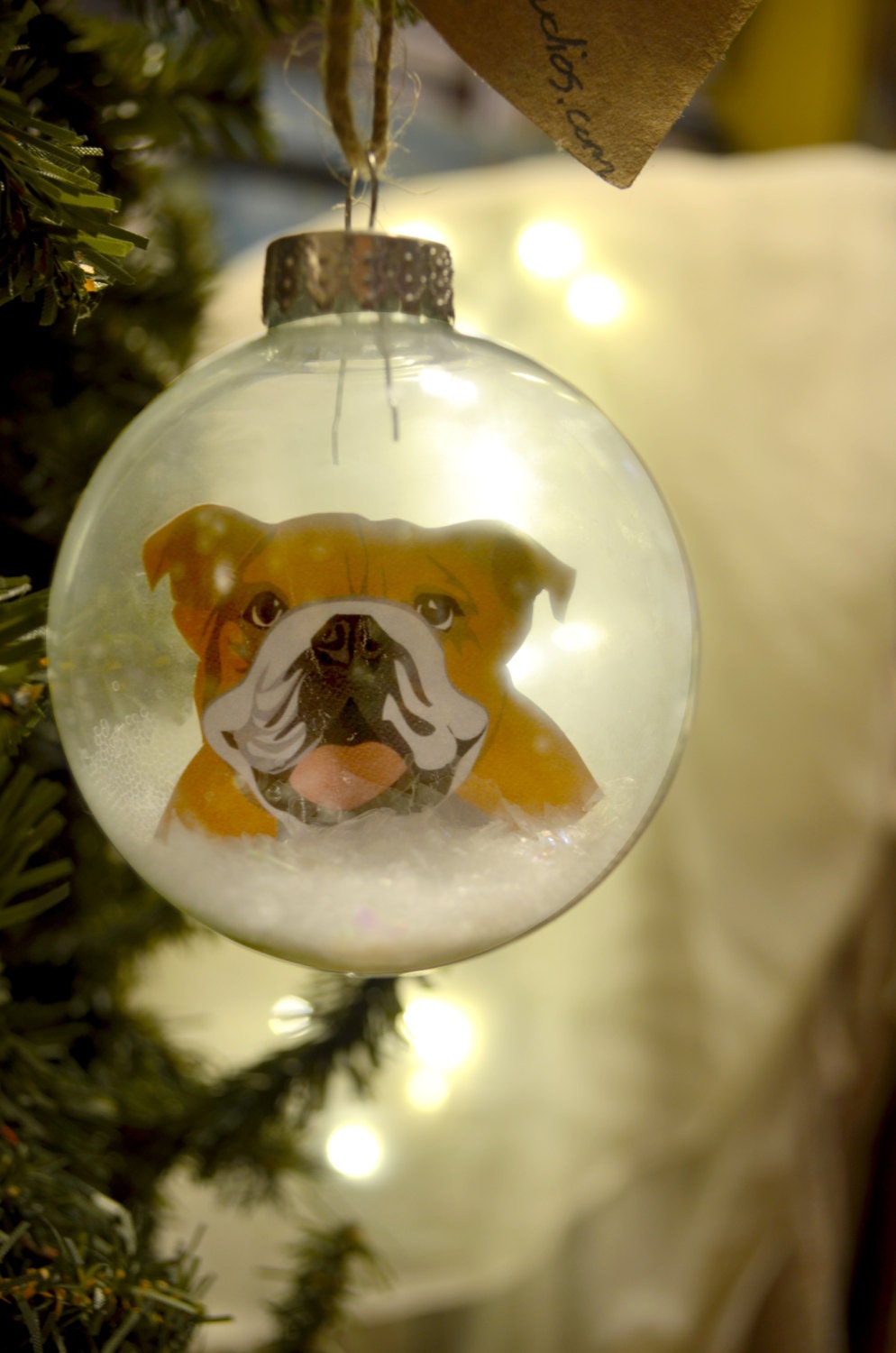 English Bulldog Christmas Ornament personalized by AbbyRoseStudios