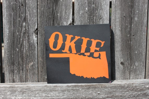 Items similar to Okie Desk Sign, Small Oklahoma Table Sign ...