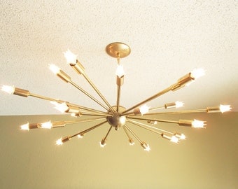 Large 24 Arm Sputnik Light Atomic Mid Century Starburst Chandelier