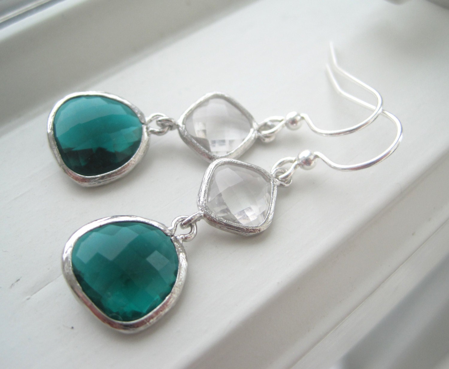 Emerald Green Earrings Dark Green Jewelry Long Earrings