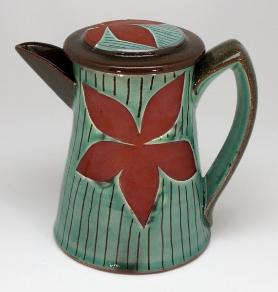 Retro Drip Coffee Pot with Filter Holder by MarshaOwenPottery