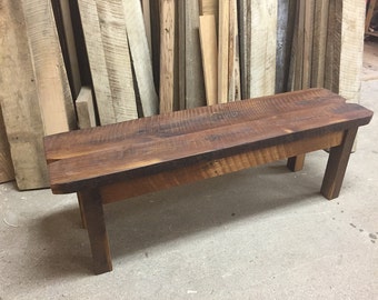 Farmhouse Reclaimed Wood Bench / Walnut Finish