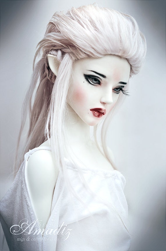 Warrior elf natural alpaca wig for bjd SD MSD Tiny