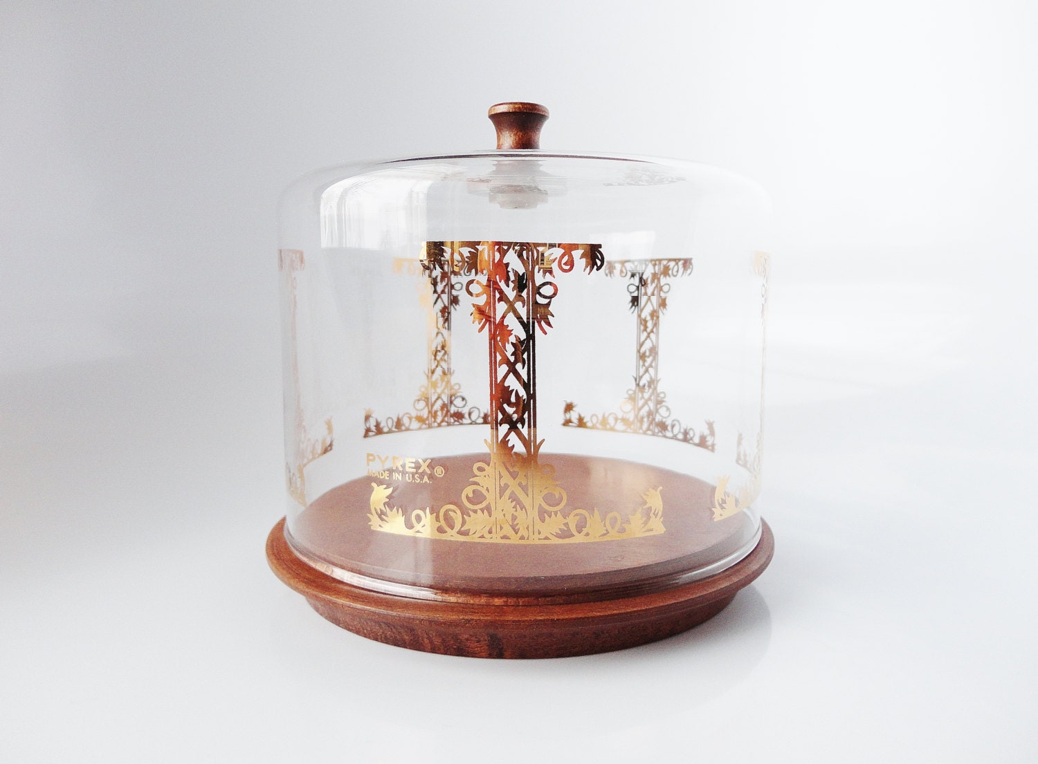 Vintage Pyrex Glass Cheese Dome Cheese Board Covered