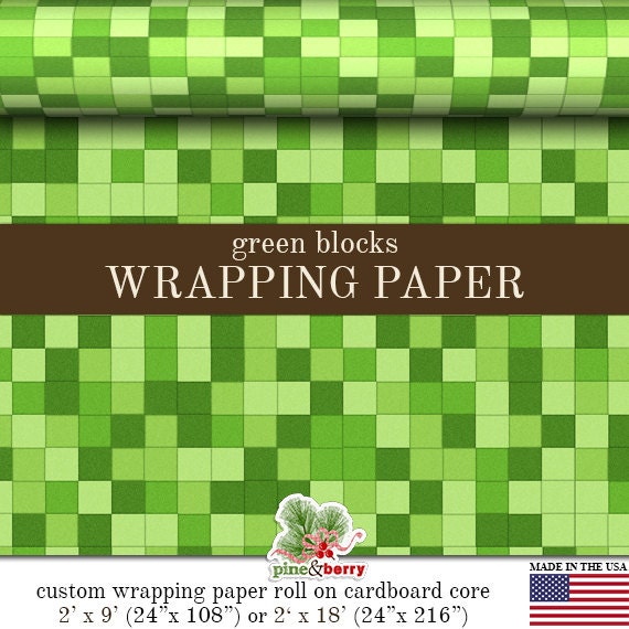 Birthday Party Theme Wrapping Paper Matte Gift Wrap Green or