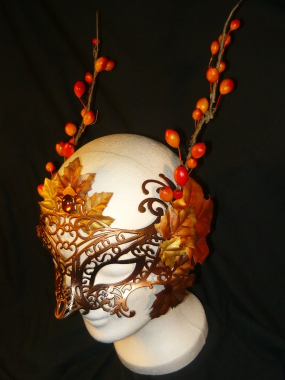 Autumn Dryad beautifull Mask with horns by MiraCrafts on Etsy