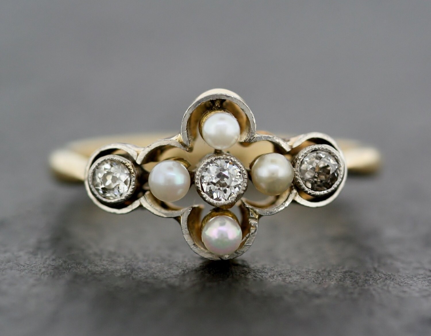 Art Deco Ring Antique Pearl & Diamond 18ct by AlistirWoodTait