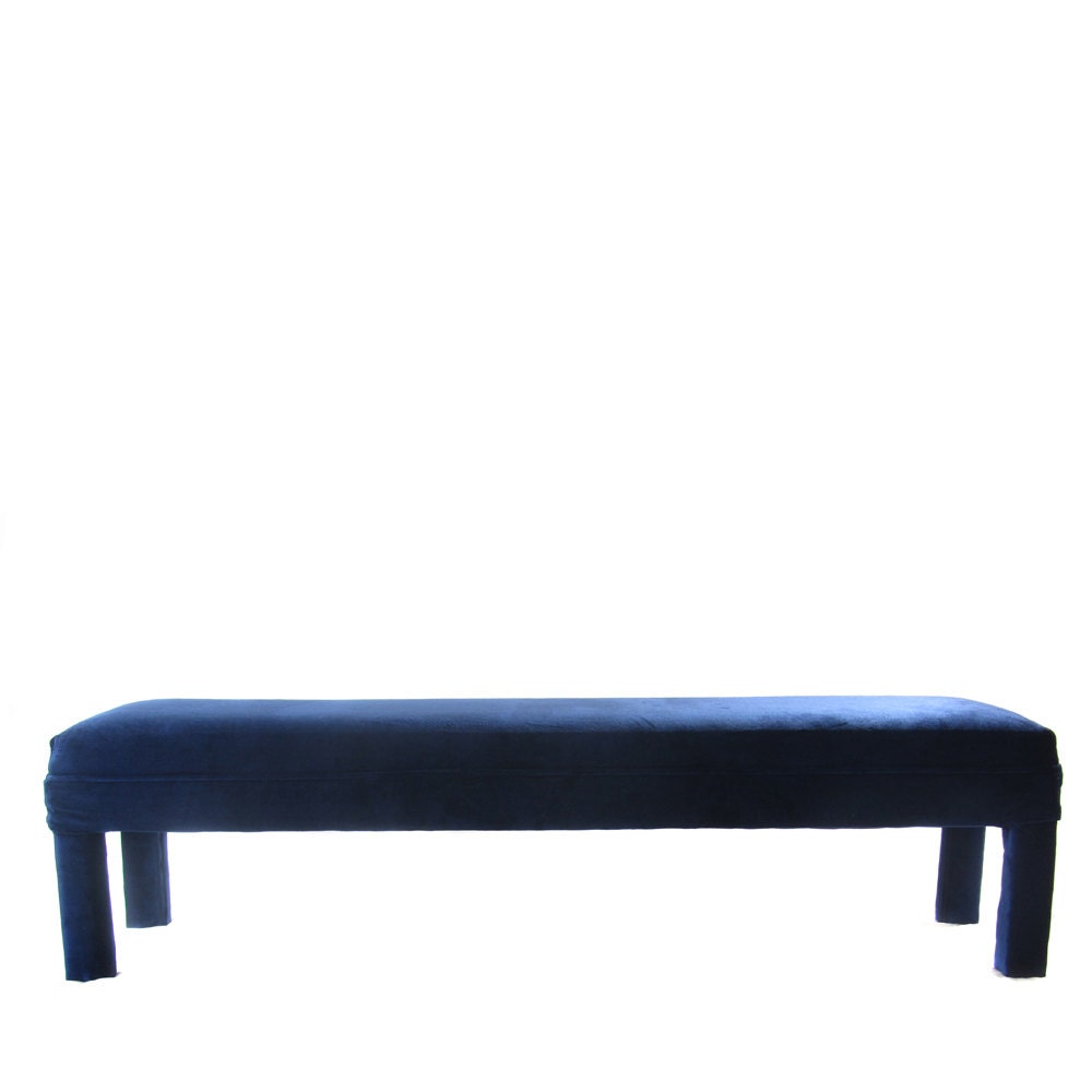 Cobalt Blue Velvet Parsons Bench