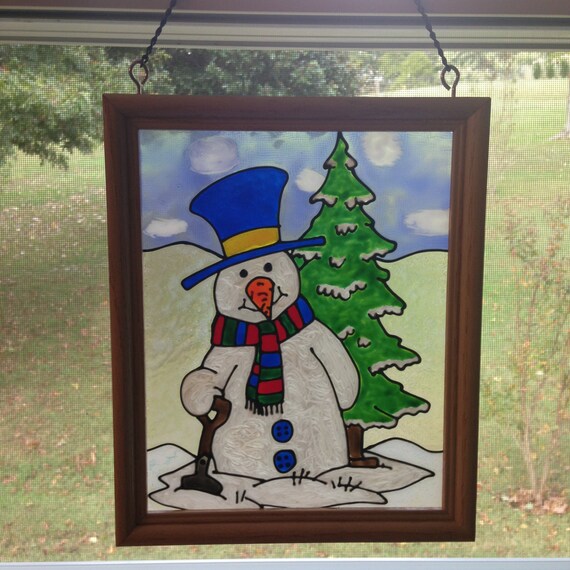 Snowman Frosty Stained Glass Look by CreativeGlassByBecky