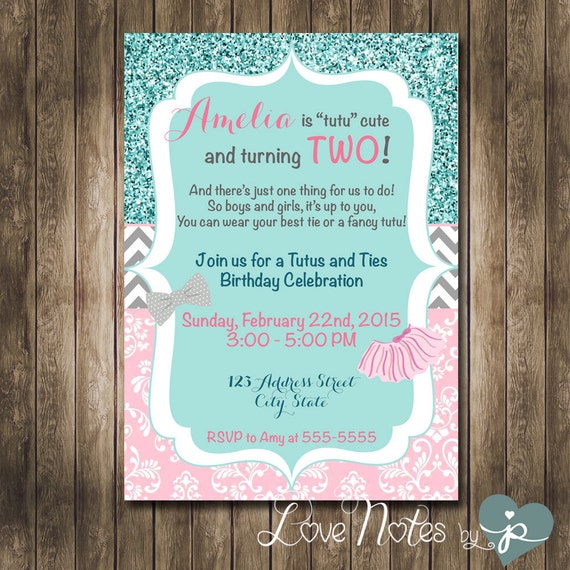 Tutu And Tie Party Invitations 7