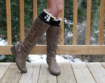 Boot Cuffs/guêtres Tricot Noir Francesca's, Pompons, Taille Unique, Neuf
