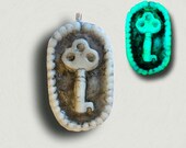 Handmade in the USA Black and Ivory Key Necklace Glow in the Dark Pendant in EyeGloArts NoE79