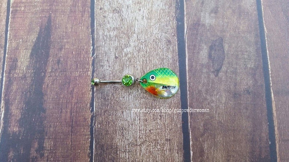 LIGHT GREEN Fishing Lure Belly Button Ring by Gunpowder Woman