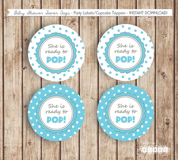 She's Ready to Pop Baby Shower Party Decorations Blue