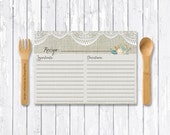 Recipe Card, Digital File, 5x7 - Instant Download - Rustic Burlap Recipe Card