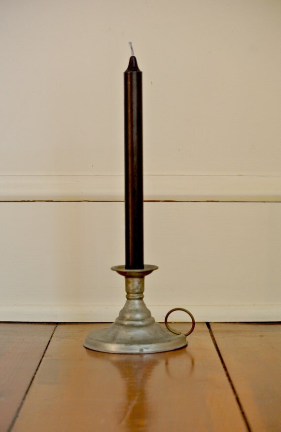 Antique European Tin Candlestick Holder German