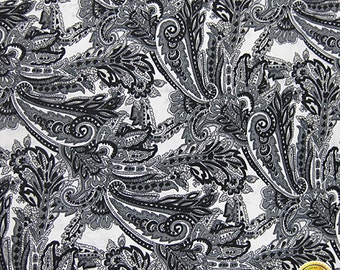 Black Paisley Fabric | Etsy