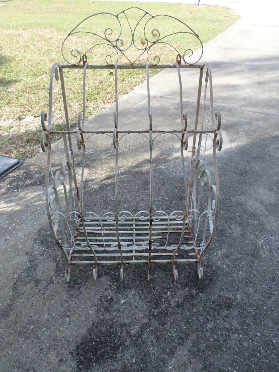 Vintage Wrought Iron Hanging Basket Planter