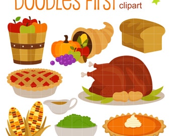 Clip Art Thanksgiving Food Clipart dinner clip art etsy thanksgiving feast digital for scrapbooking card making cupcake toppers paper crafts