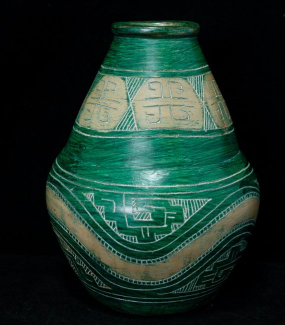 Clay Amazon Pottery Jar/Chimney Signed Amazonia Brazil
