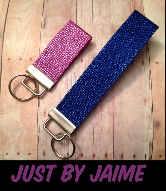 Glitter keychains or zipper pulls - mini or wristlet style - 9 colors -keep track of your keys or attach to a zipper - 3 inches or 6 inches
