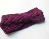 Braided headwrap, burgundy alpaca headband, cable knit headband, winter accessories