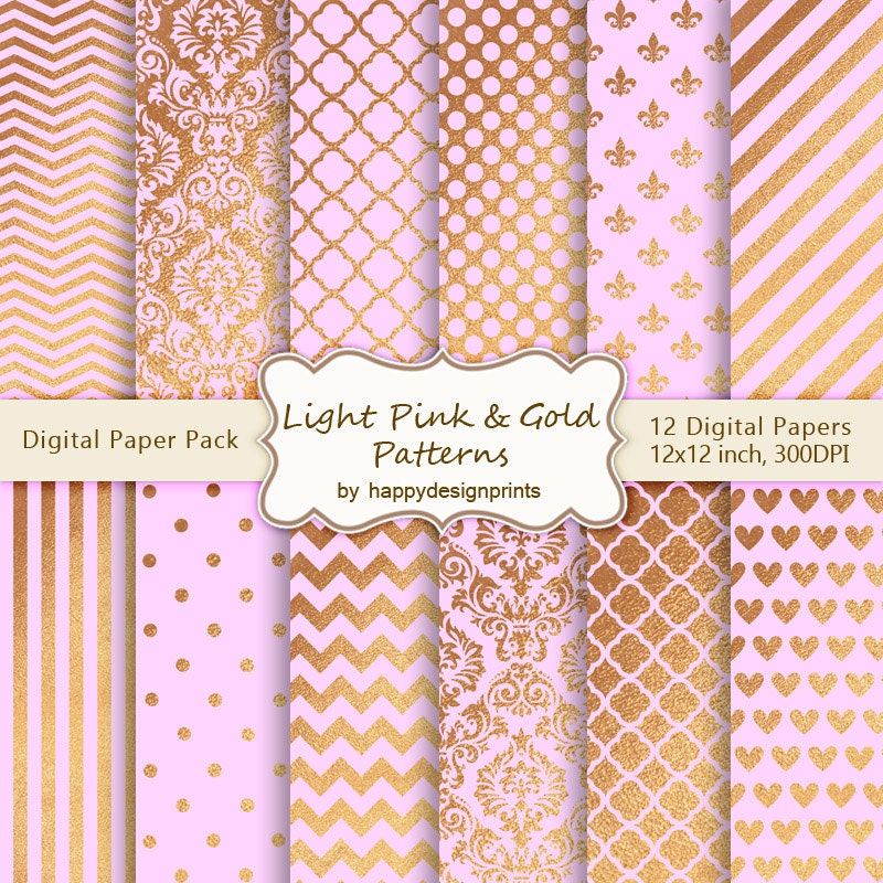 Download Light Pink & Gold Foil Patterns Texture Digital Paper Pack