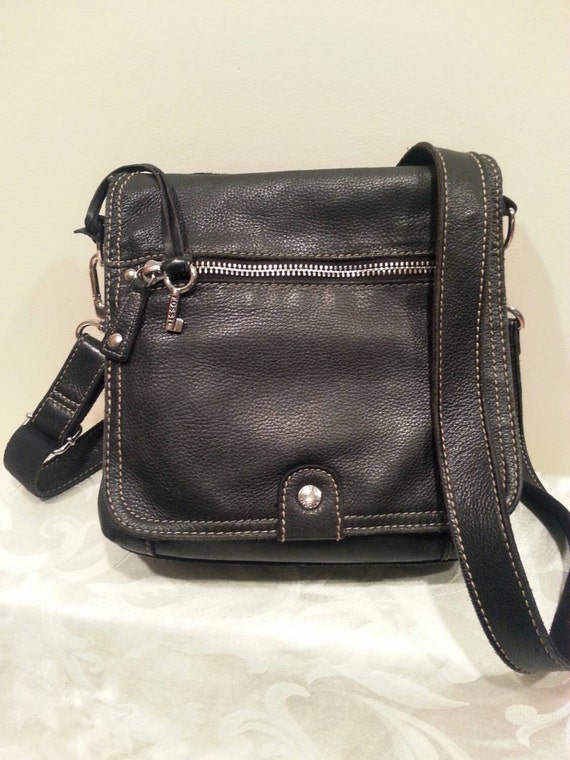 Fossil handbag black pebbled leather vintage purse cross body