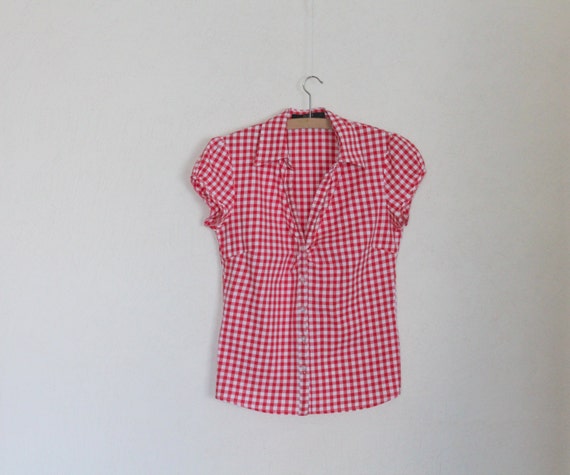 red checkered womens shirt