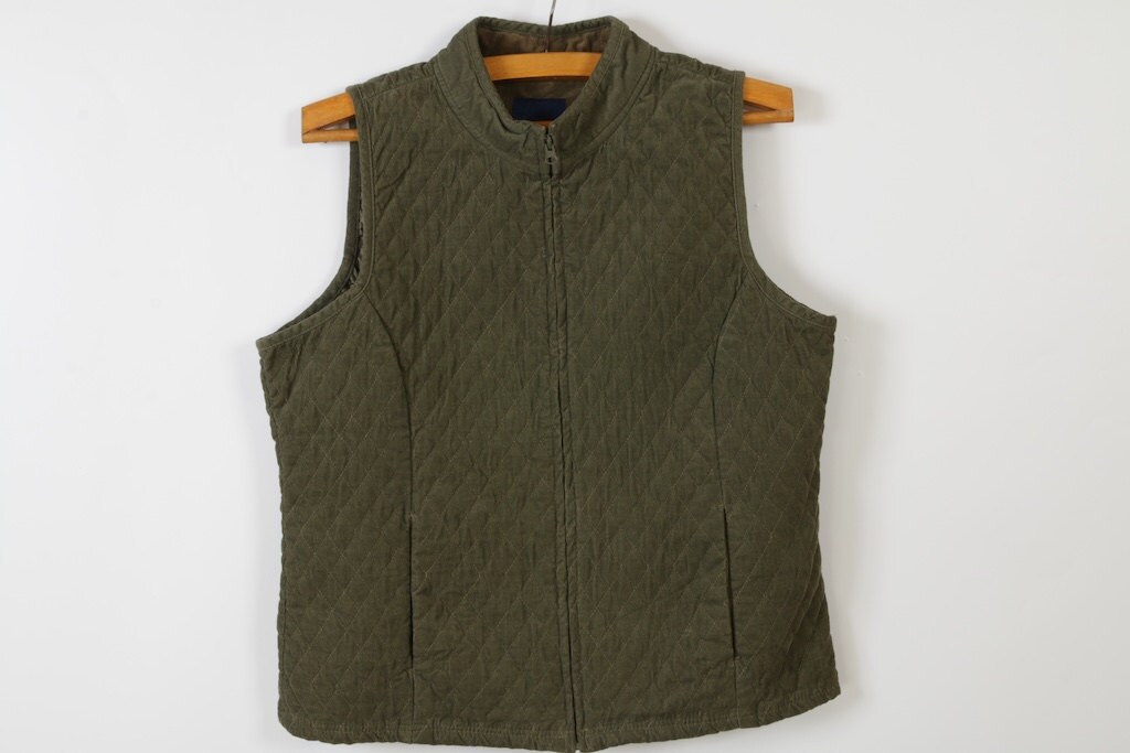 Olive Green Vest Women Quilted Comfortable Outerwear