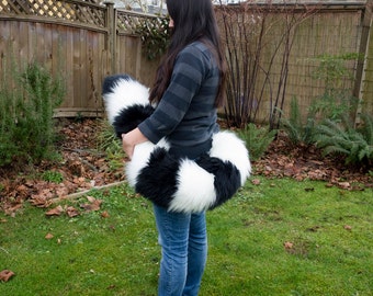 Black and White Striped Floor Dragging Costume Tail