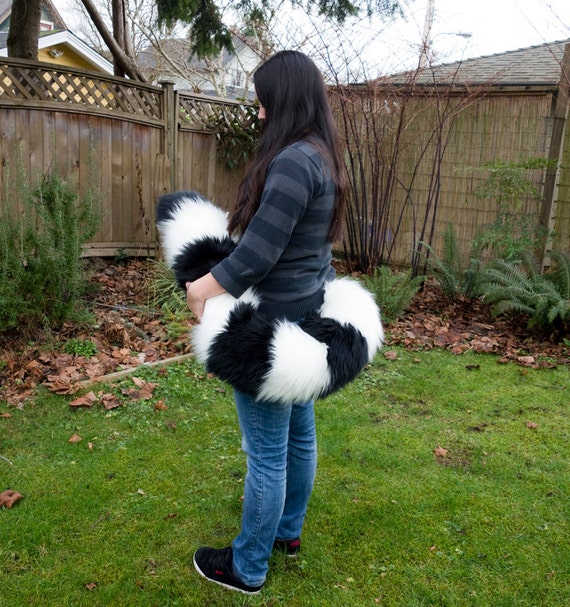 Black and White Striped Floor Dragging Costume Tail