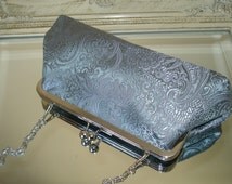 ... Clutch, Designer Silk Bag, Silver Evening Purse, Made In Ireland