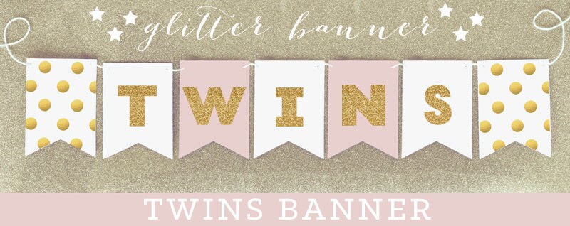 Twins Baby Shower Banner Decor Twin Baby Shower Banner