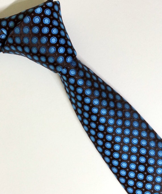 Black and Blue Necktie Black and Blue Men's Tie Black by PeraTime