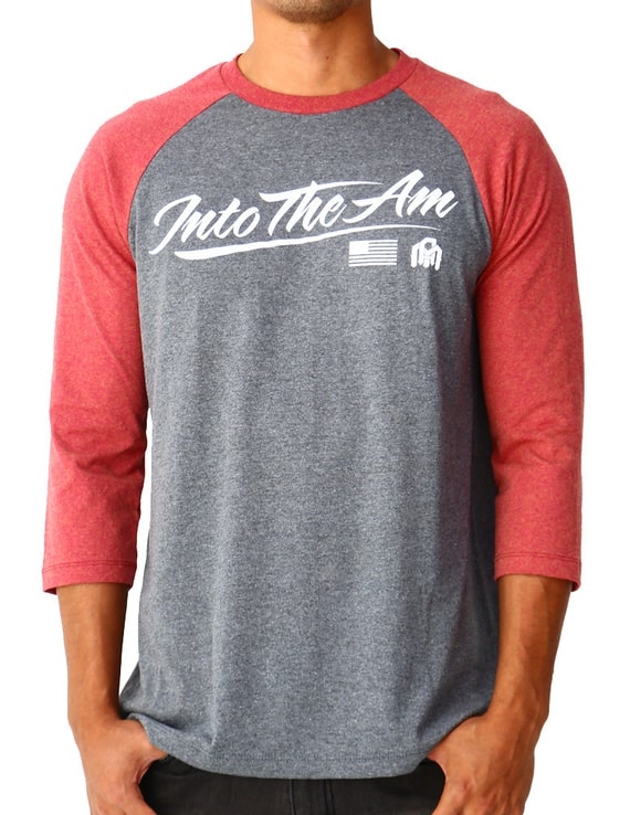 red and gray baseball tee