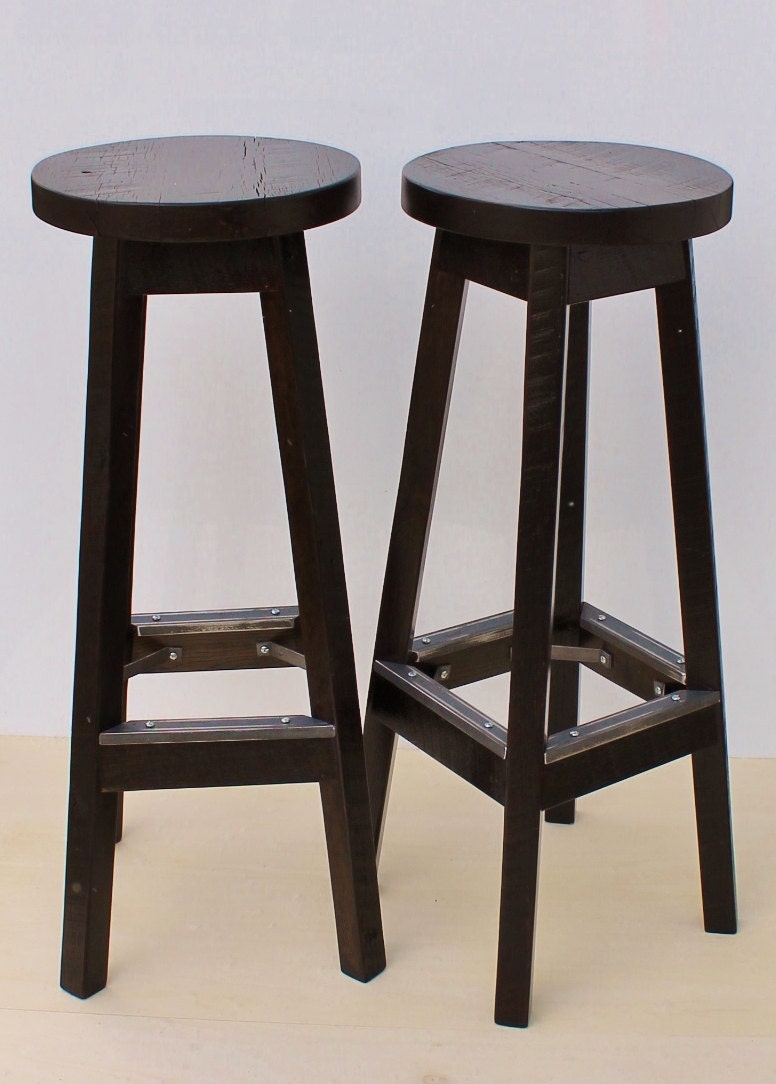 Bar Stool w/Foot Guard Rustic Reclaimed Barn Wood by Keeriah