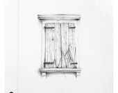 Italian historic architecture old wooden window original drawing A4 pencil on heavy and textured paper - OOAK!