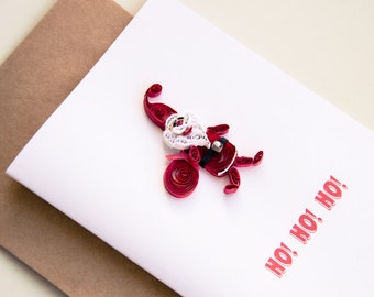 Christmas Card - Santa Claus Card - Ho Ho Ho Card - Quilling Christmas Card - Holiday Card