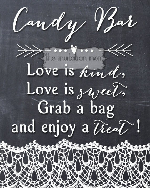 8x10 Chalkboard Candy Bar Wedding Sign Digital by TheInvitationMom