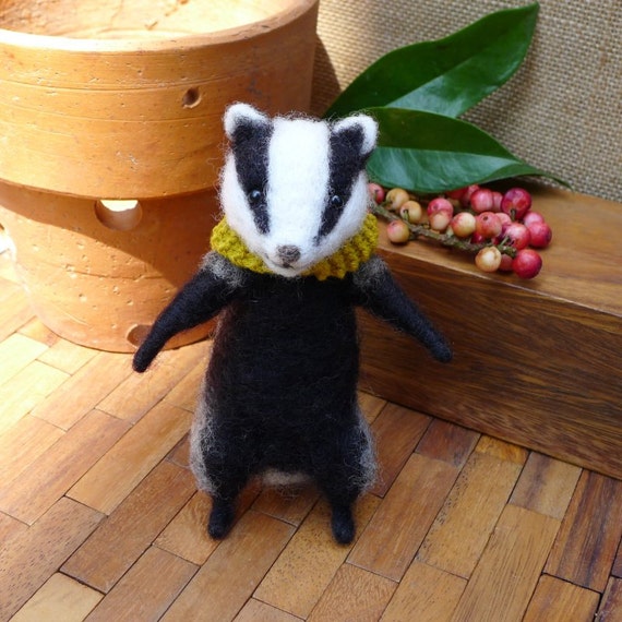 Needle felted badger by LittleWoolTails on Etsy