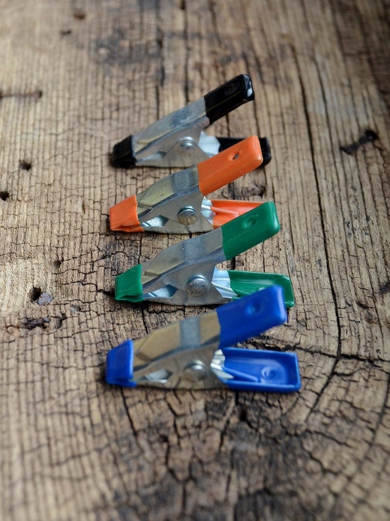 Industrial Clips Red and Blue by TheRustyMuppet on Etsy