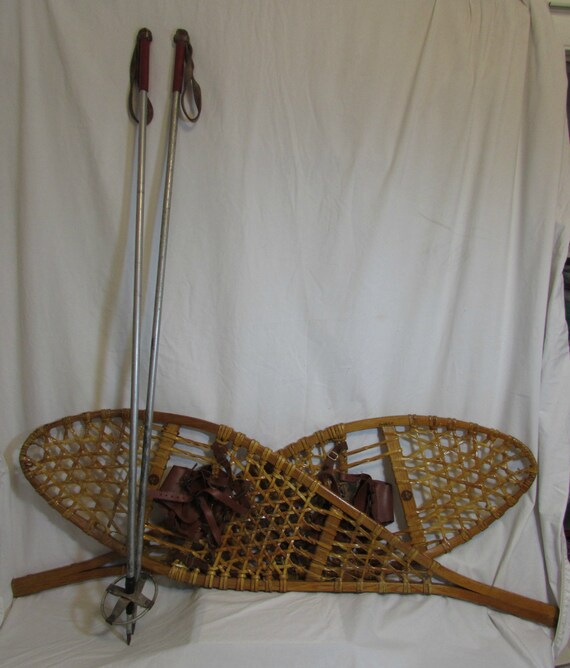 Snowshoes & Poles Vintage 1950's Tubbs
